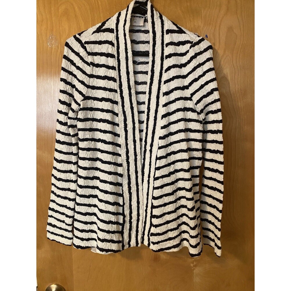 Anthropologie Postage Stamp Cardigan Women’s Small Open Front Striped Cream